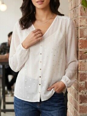 Cache Blouse with Metallic Shimmer Print